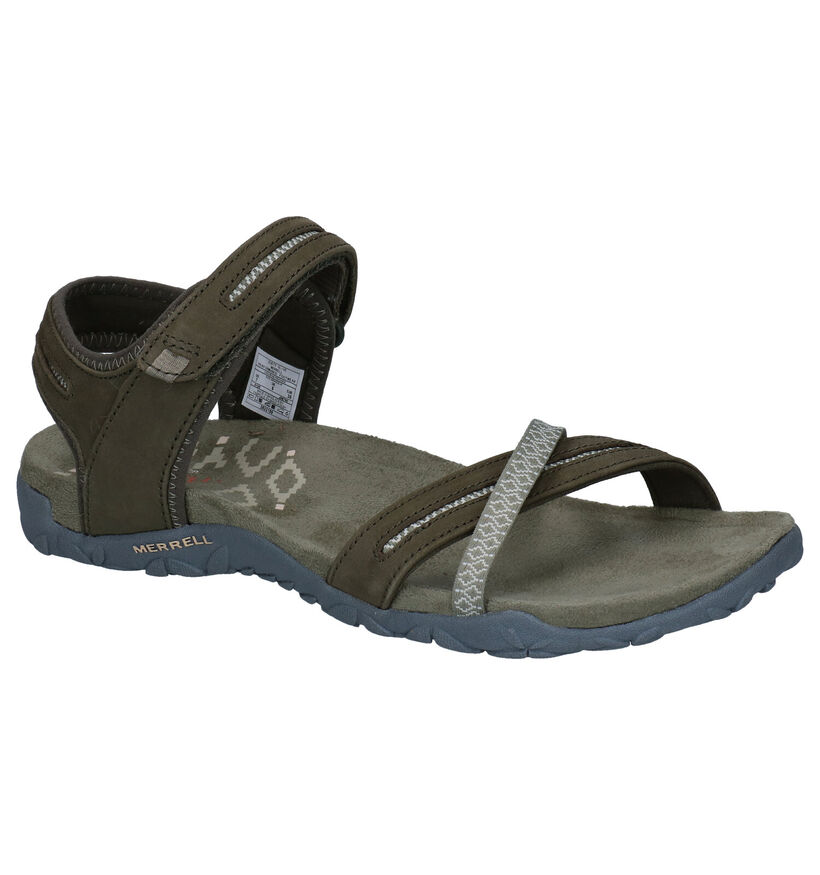 Merrell Terran Cross II Kaki Sandalen in leer (290278)