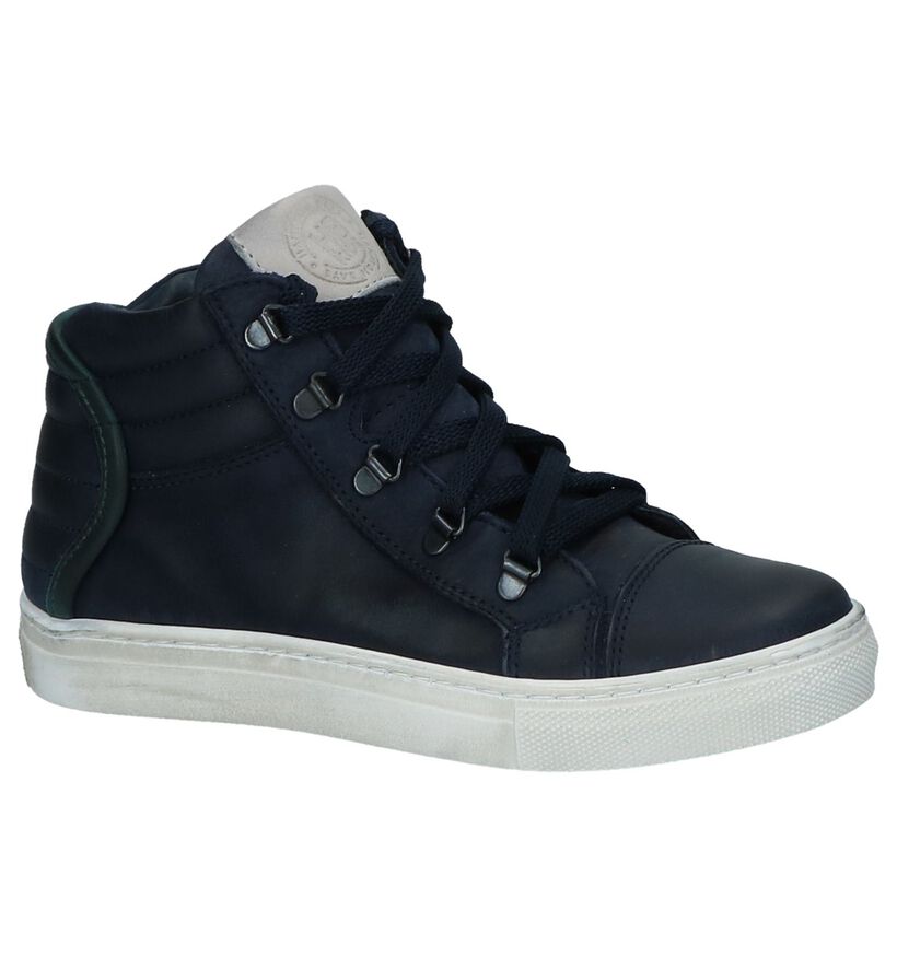 Donkerblauwe Hoge Geklede Sneakers Hampton Bays in leer (224123)