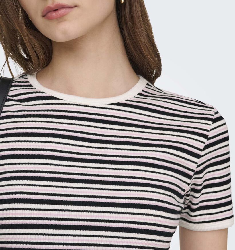 JDY Lada Zwarte Gestreepte T-shirt voor dames (367926)