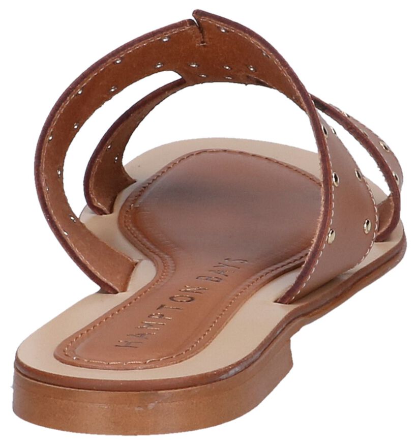 Hampton Bays Nu-pieds plates en Cognac en cuir (239285)