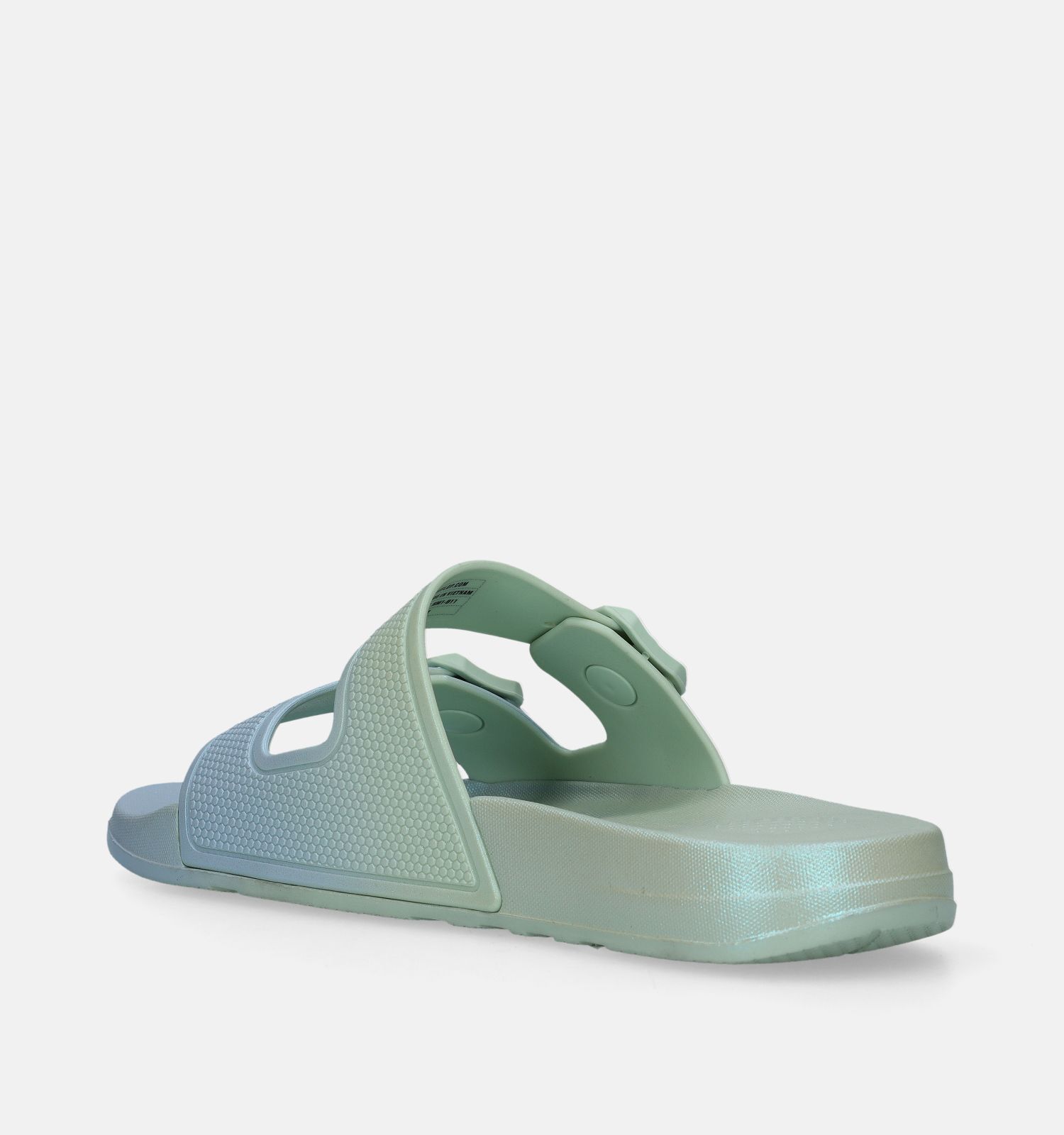 FitFlop Iqushion Iridescent Two Bar Buckle Groene Slippers Dames Slippers Online op TORFS.BE