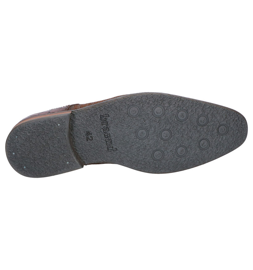 Braend Cognac Geklede Veterschoenen in nubuck (261045)