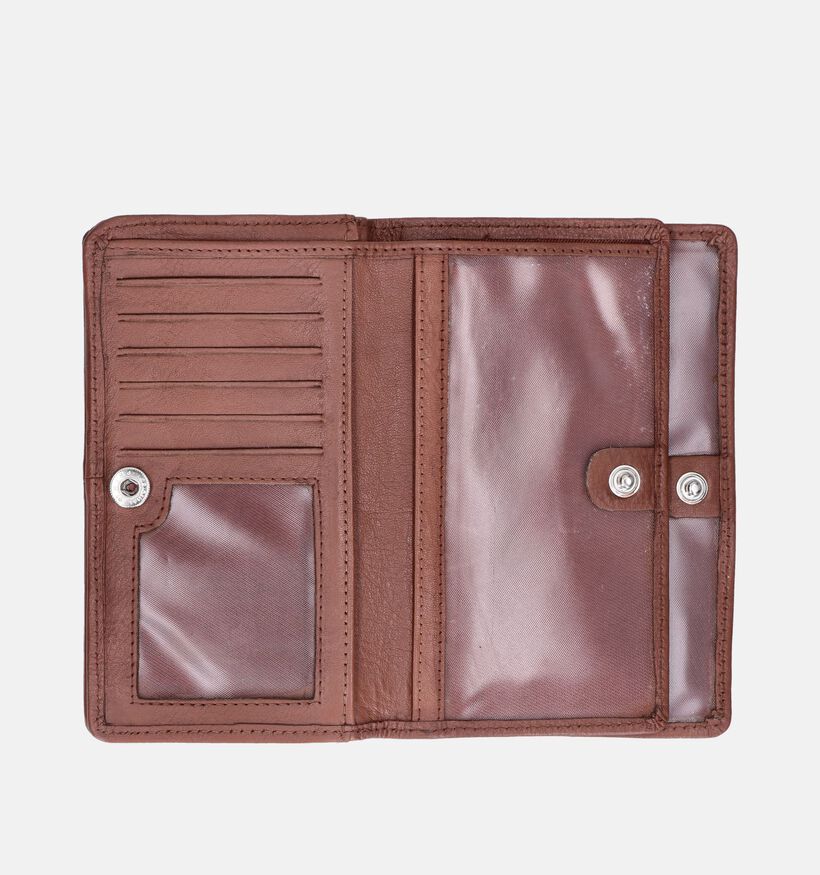 Euro-Leather Porte-monnaies zippé en Cognac pour femmes (365194)