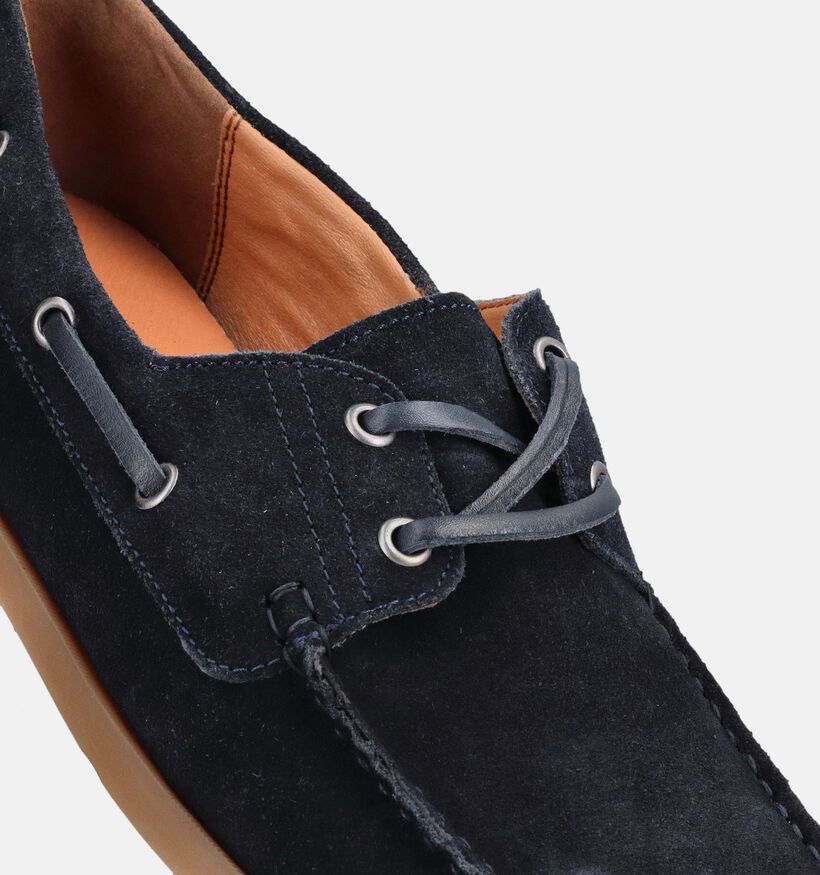 Via Borgo Chaussures bateau en Bleu fonc&eacute; pour hommes (373691)