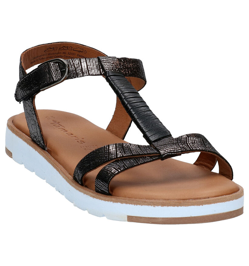 Tamaris Sandales plates en Noir en cuir (269906)