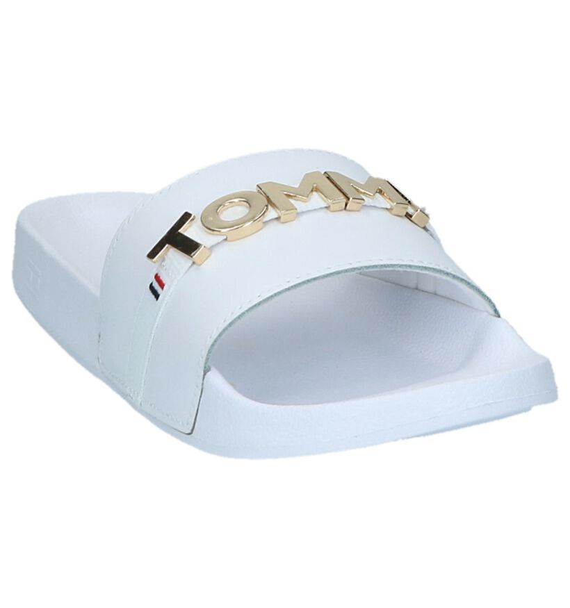 Tommy Beach Slide Witte Badslippers, Wit, pdp