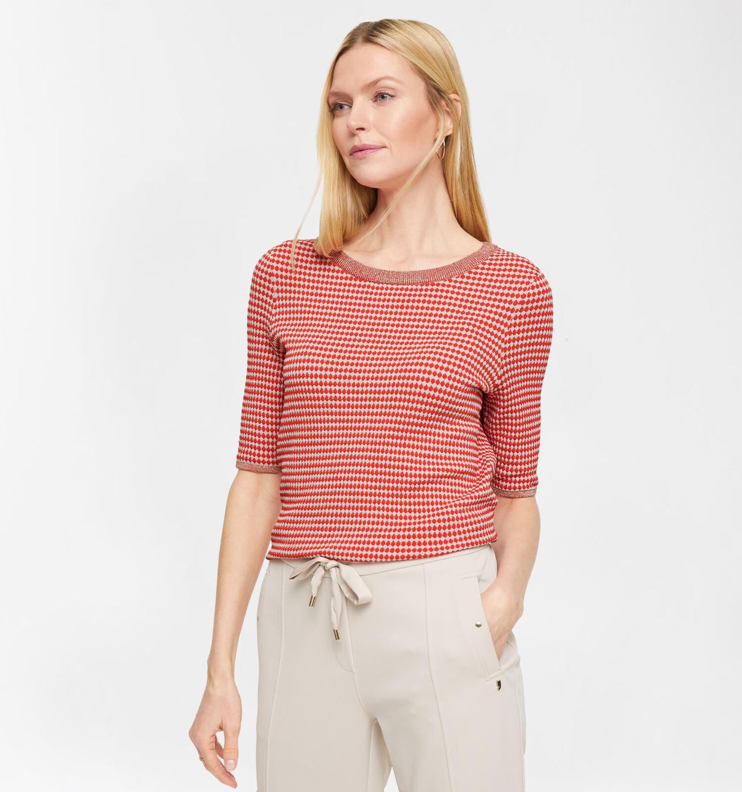 comma Rode Beige T shirt Dames T shirts Online op TORFS.BE