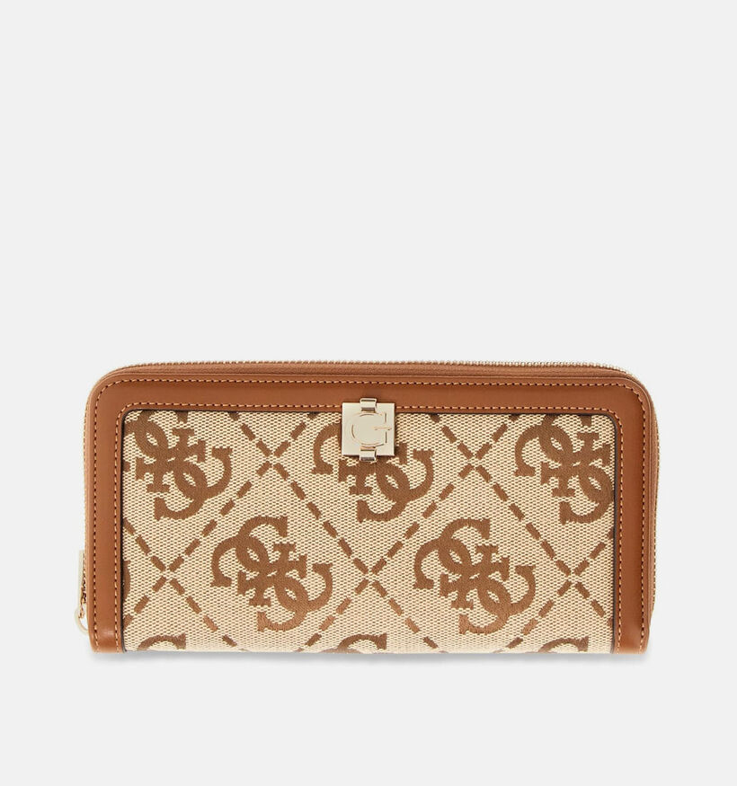 Guess Audrey Porte-monnaie zipp&eacute; en Marron pour femmes (375930)