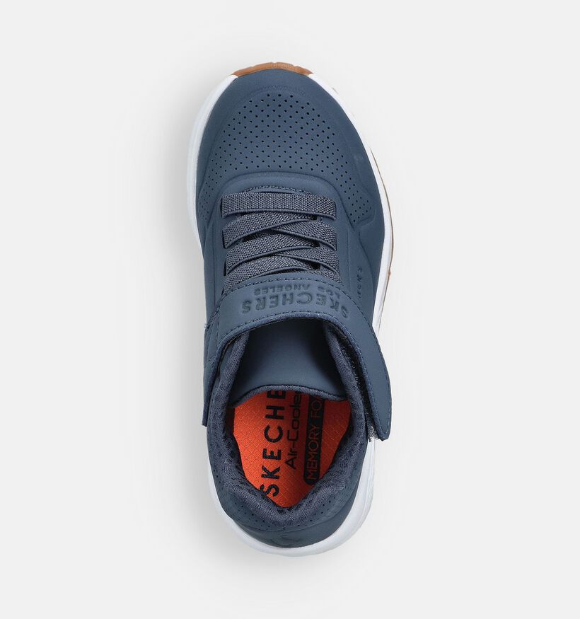 Skechers Uno Air Blitz Baskets basses en Bleu fonc&eacute; pour gar&ccedil;ons, filles (375672)