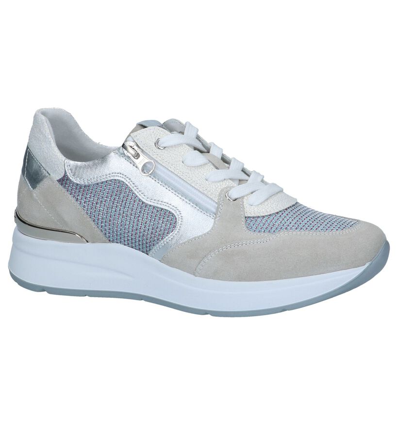 Beige/Zilveren Sneakers NeroGiardini in leer (240762)