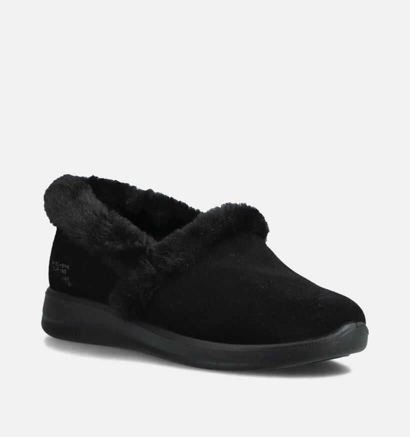 Skechers Cozy Escape Snowy Bliss Zwarte Pantoffels voor dames (377969)