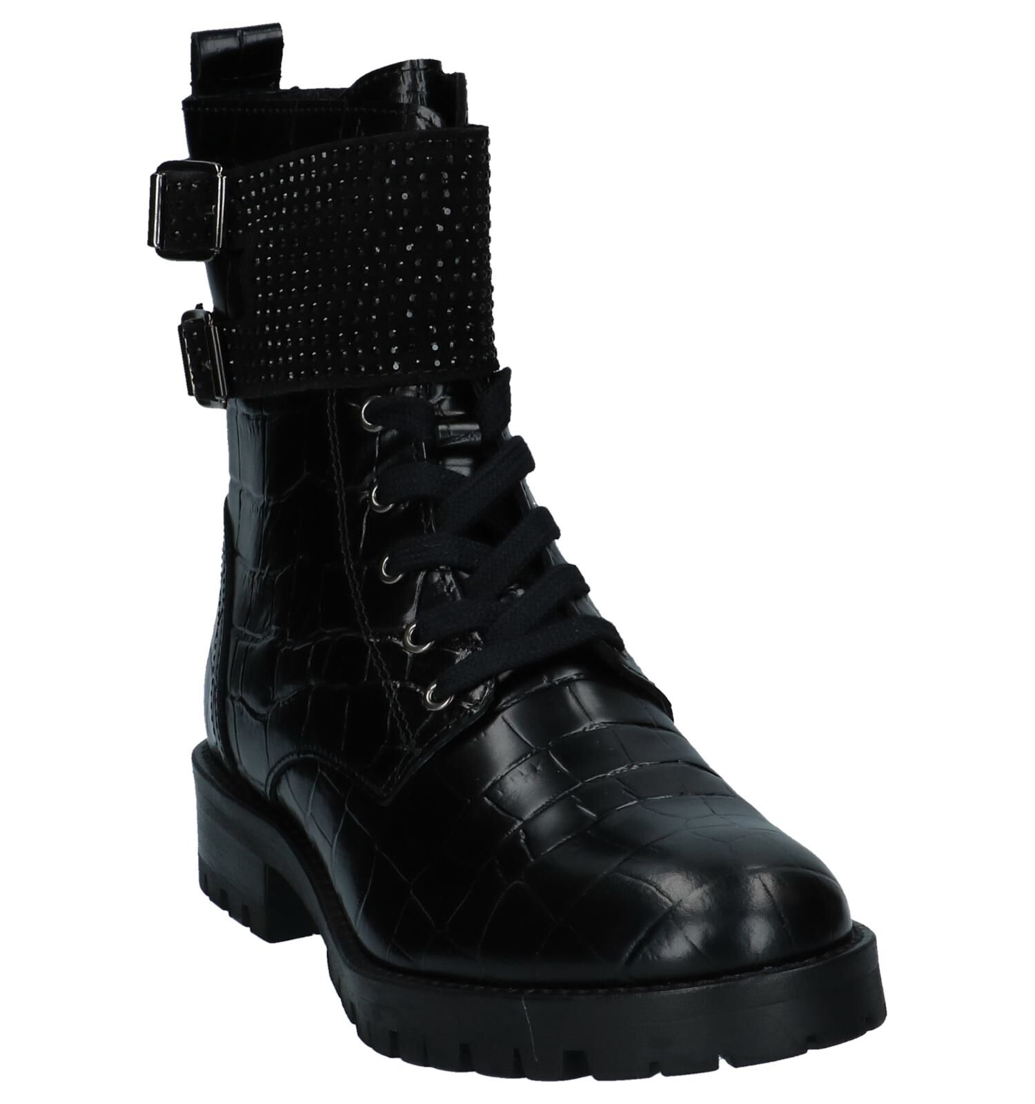 Croco boots outlet zwart