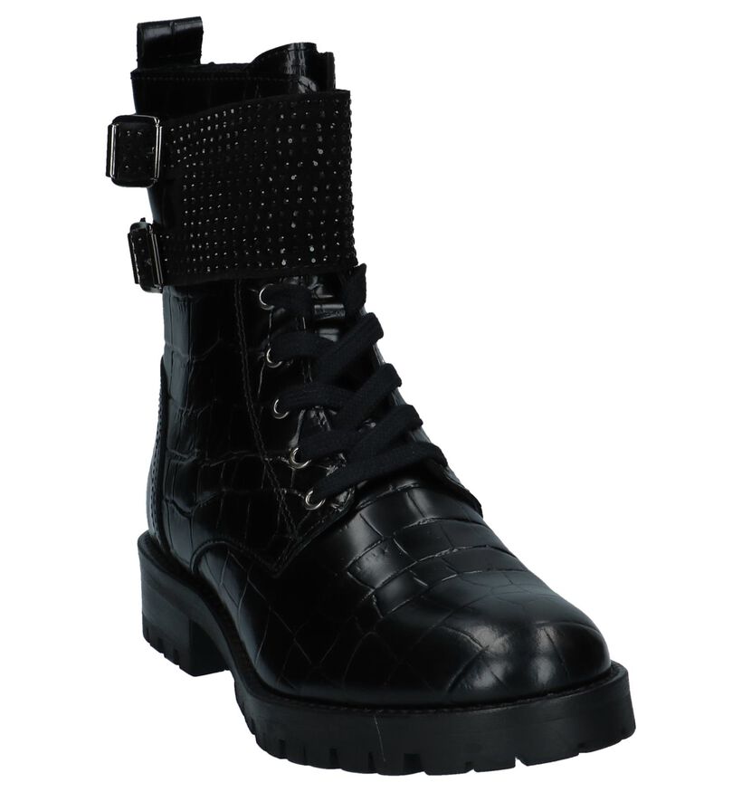 Scapa Zwarte Boots met Croco Print in leer (227385)