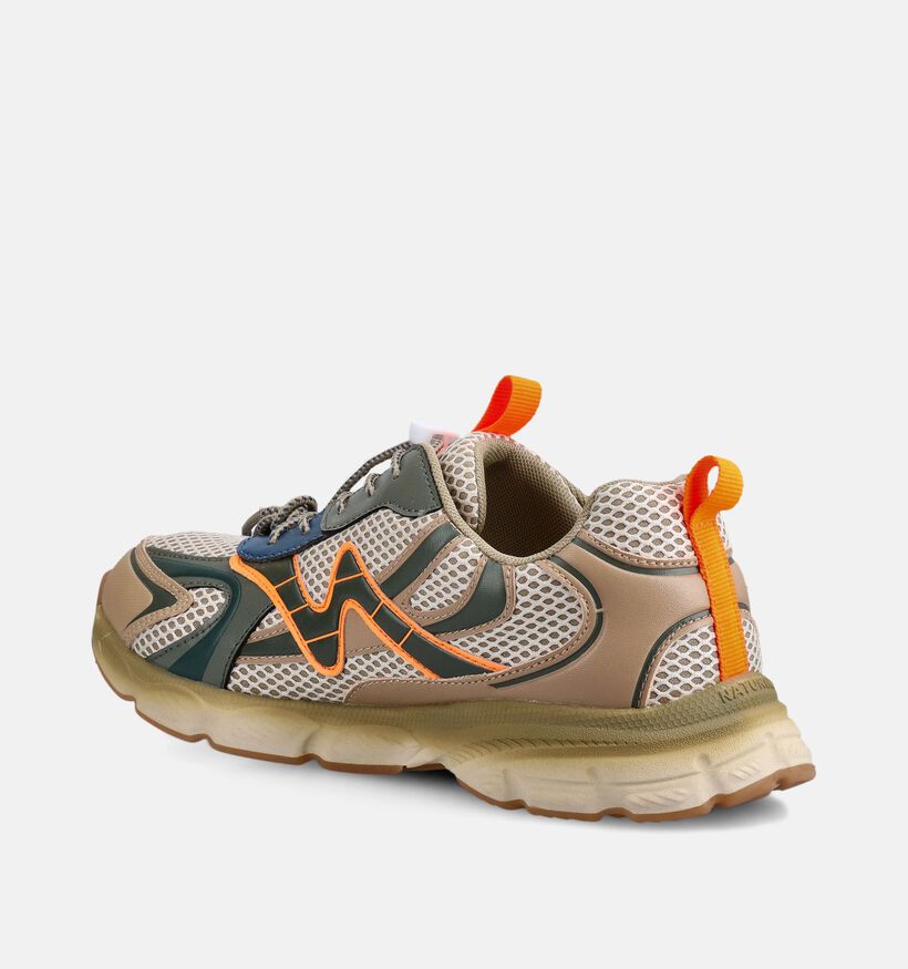 Naturino Wave Baskets en Beige/Vert pour gar&ccedil;ons (377261) - pour semelles orthop&eacute;diques