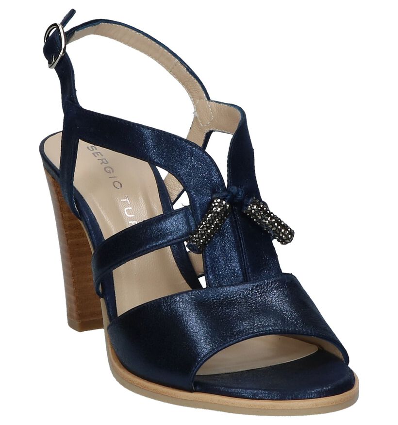 Sergio Turri Donkerblauwe Sandalen in leer (216521)