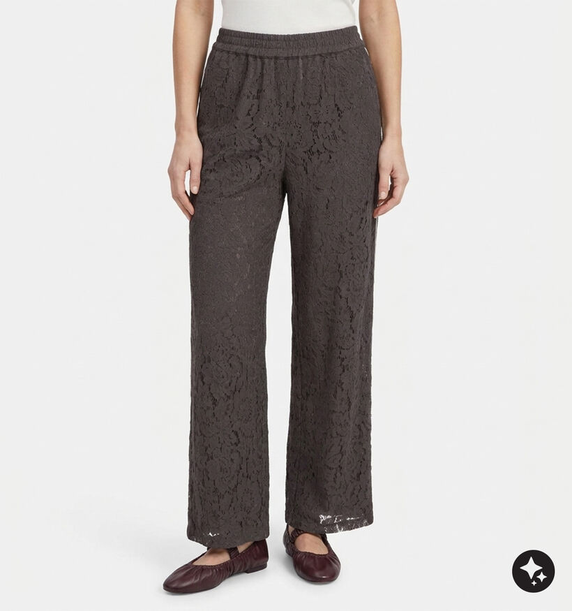 Vila Oline Lace Pantalon en Marron fonc&eacute; pour femmes (382223)