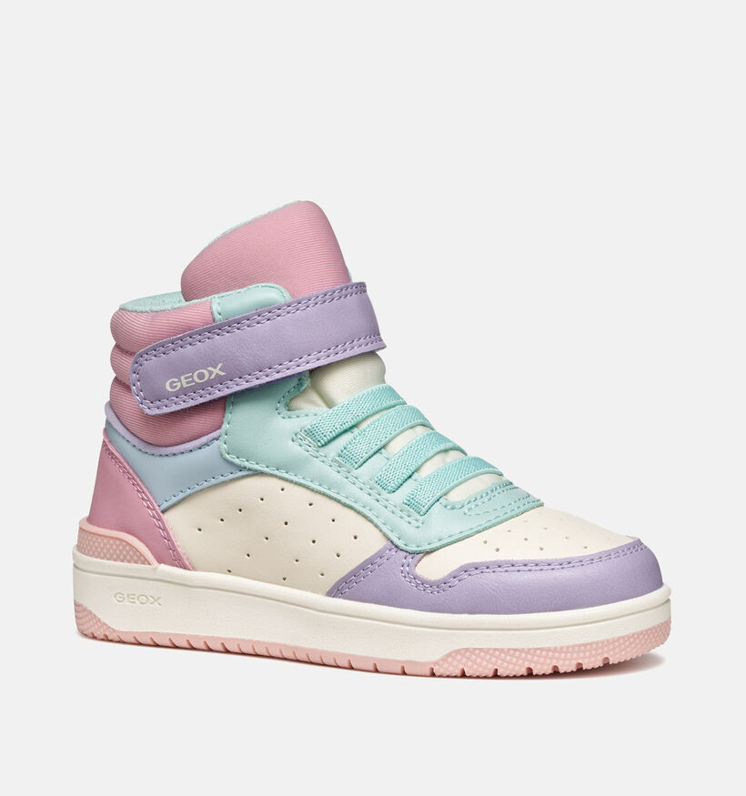 Geox Pastel Roze/Witte Hoge Sneakers voor meisjes (360337) - geschikt voor steunzolen