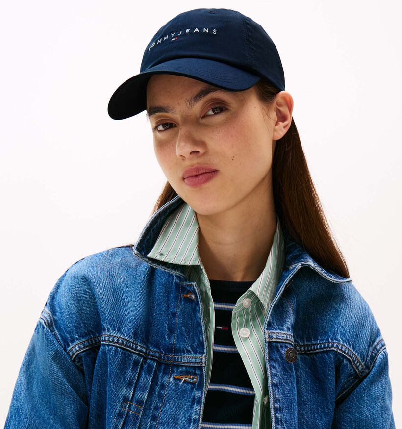 Tommy Hilfiger Linear Logo 6 Panel Donkerblauwe Pet voor dames (362657)