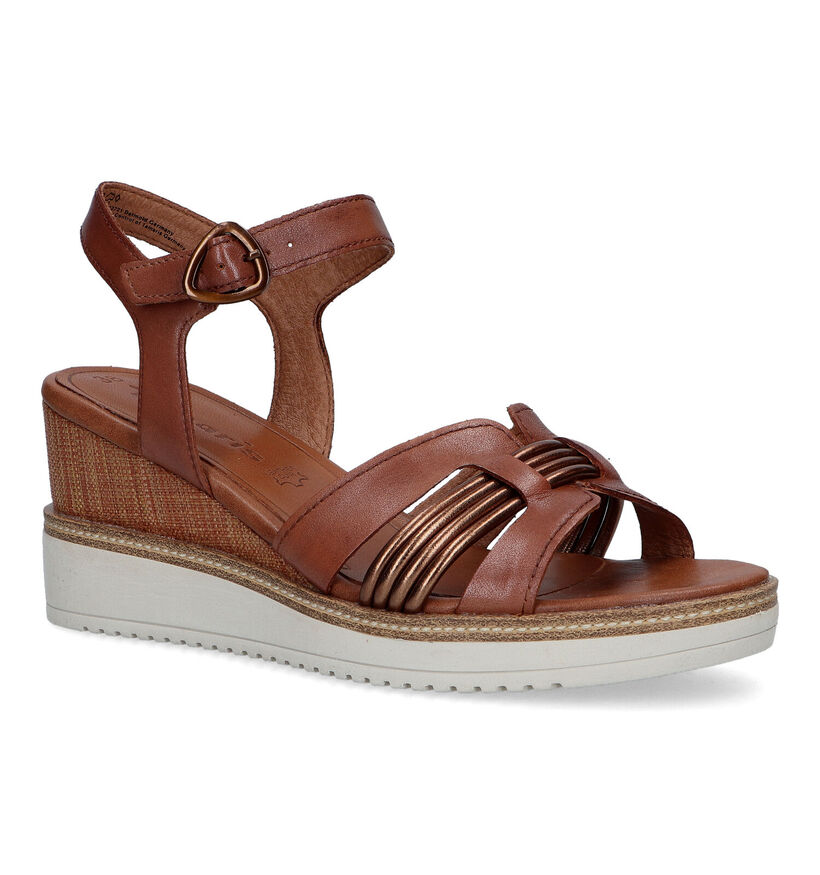 Tamaris Sandales avec talon compensé en Cognac pour femmes (322301)