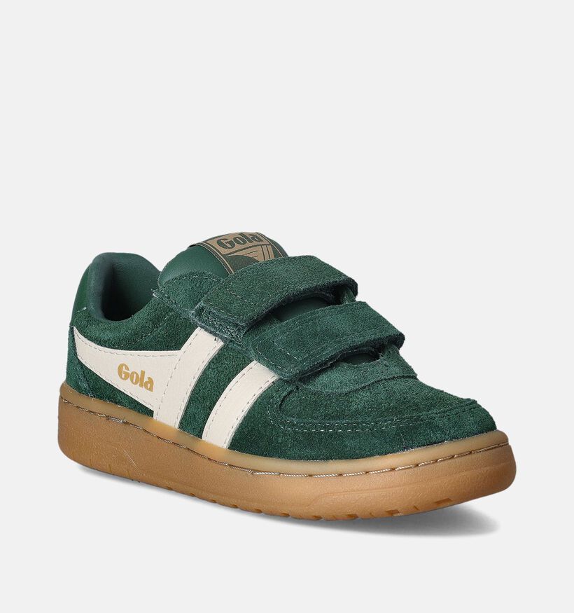 Gola 618 Hawk Suede Strap Baskets en Vert pour filles, garçons (352365) - pour semelles orthopédiques