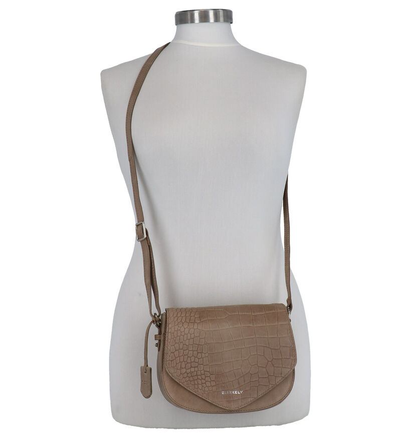 Burkely Croco Cody Sac porté croisé en Taupe en cuir (273368)