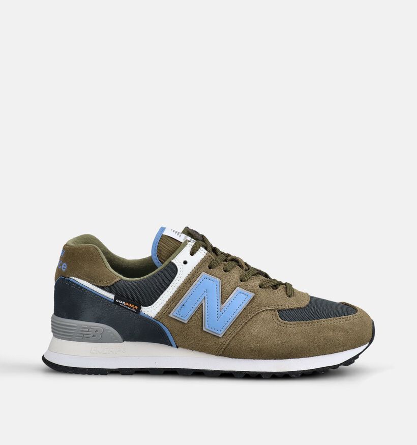 New Balance 574 Baskets en Vert pour hommes (366265) - pour semelles orthop&eacute;diques