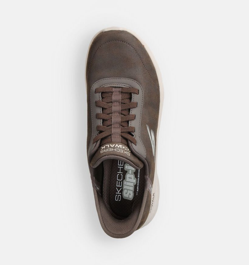 Skechers Go Walk Flex Donkerbruine Slip-on Sneakers voor heren (359765)