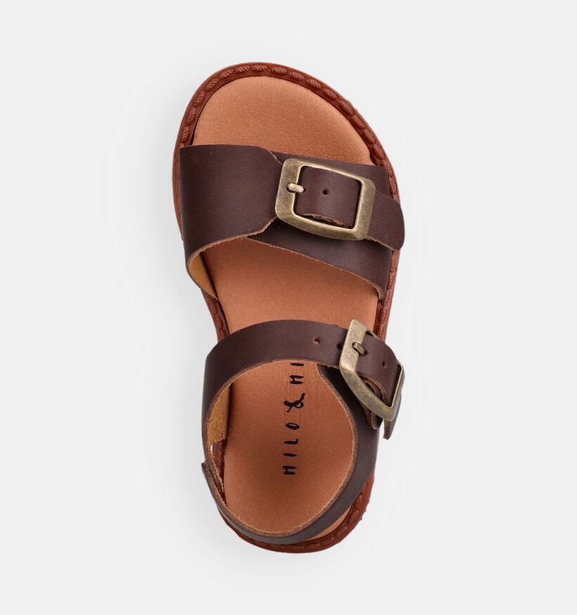 Milo & Mila Sandales en Brun fonc&eacute; pour gar&ccedil;ons, filles (373078)