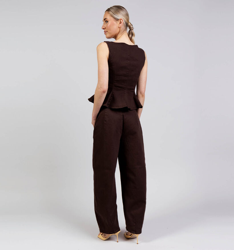 Vila Chia Peplum D&eacute;bardeur en Marron fonc&eacute; pour femmes (378584)
