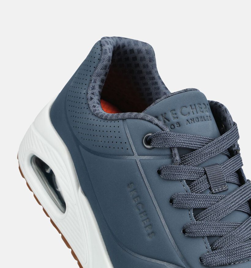 Skechers Uno Stand On Air Baskets basses en Bleu fonc&eacute; pour filles, gar&ccedil;ons (375666) - pour semelles orthop&eacute;diques