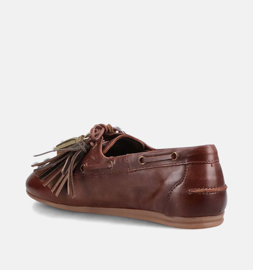 PS Poelman Chaussures bateau en Brun fonc&eacute; pour femmes (384353)