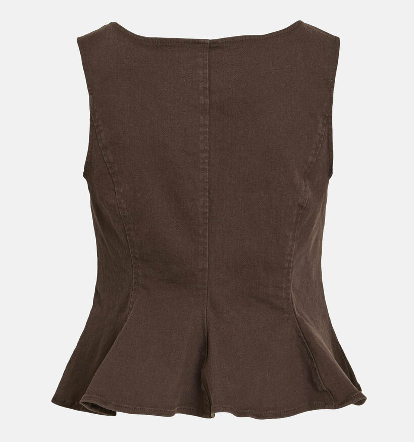 Vila Chia Peplum D&eacute;bardeur en Marron fonc&eacute; pour femmes (378584)