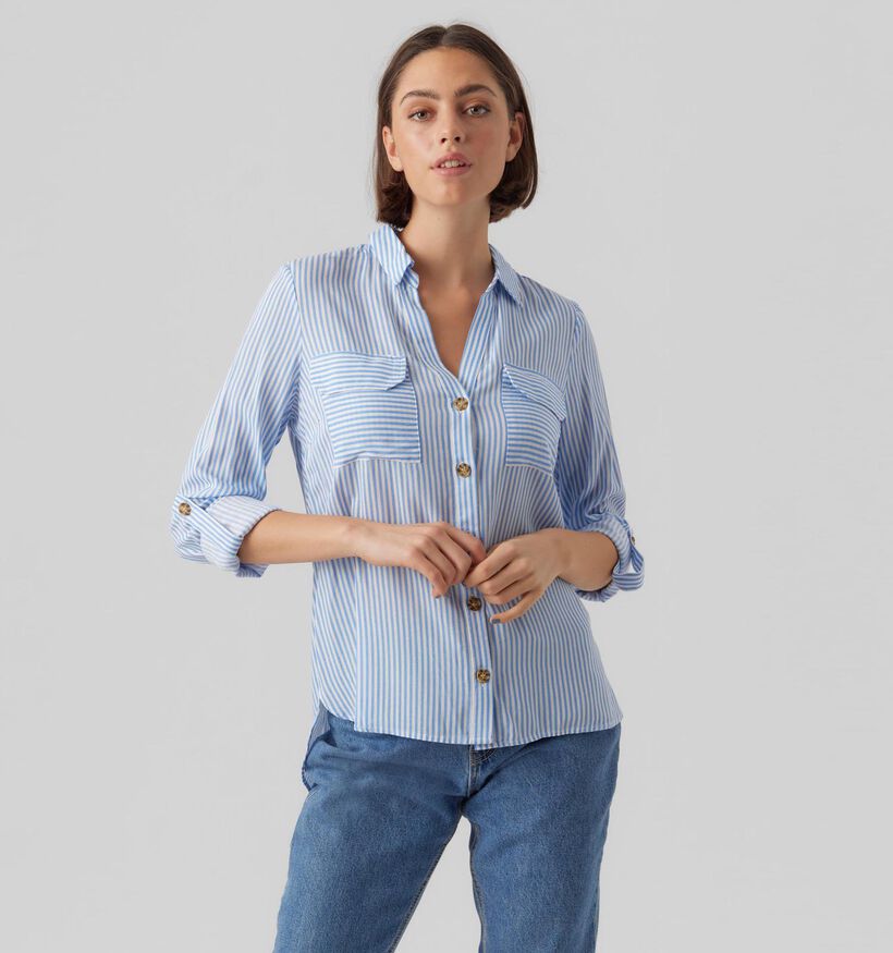 Vero Moda Bumpy Chemise rayé en brun pour femmes (330907)