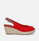 Tommy Hilfiger Iconic Elena Sling Back Wedge Sandales en Rouge pour femmes (336402)