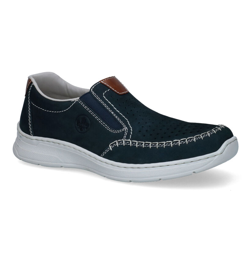 Rieker Blauwe Instappers in nubuck (308602)