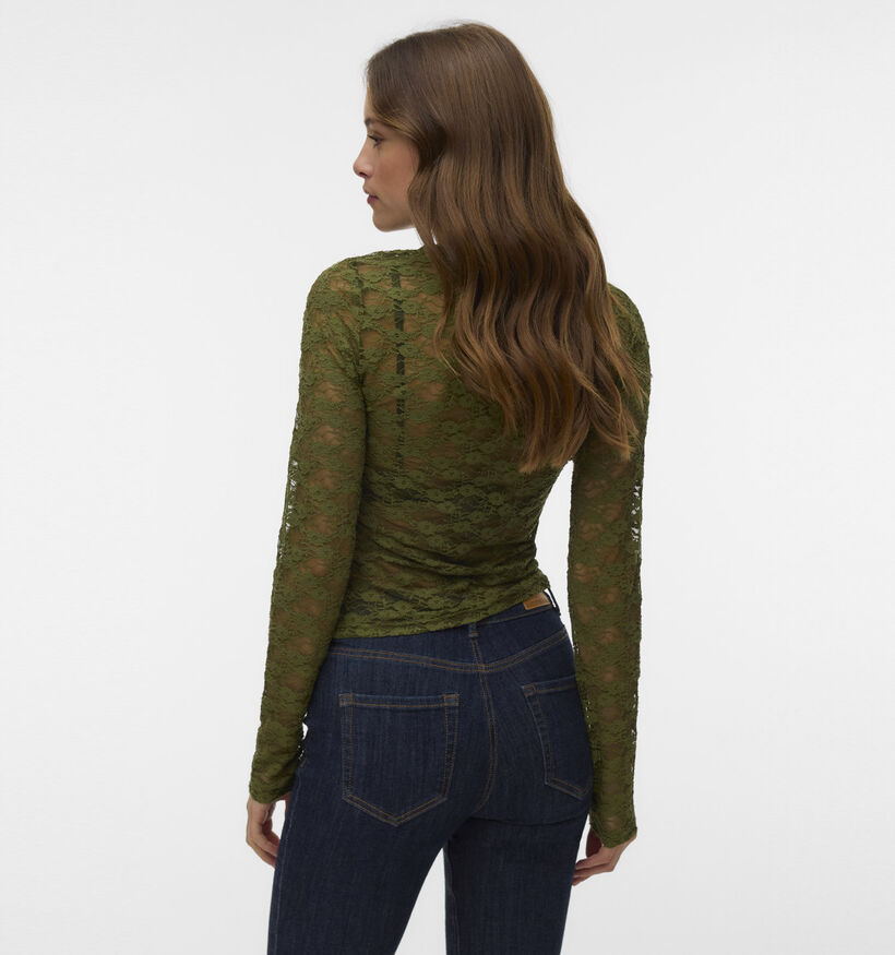 Vero Moda Bonita O-Neck Diepgroene Kanten T-shirt voor dames (379695)