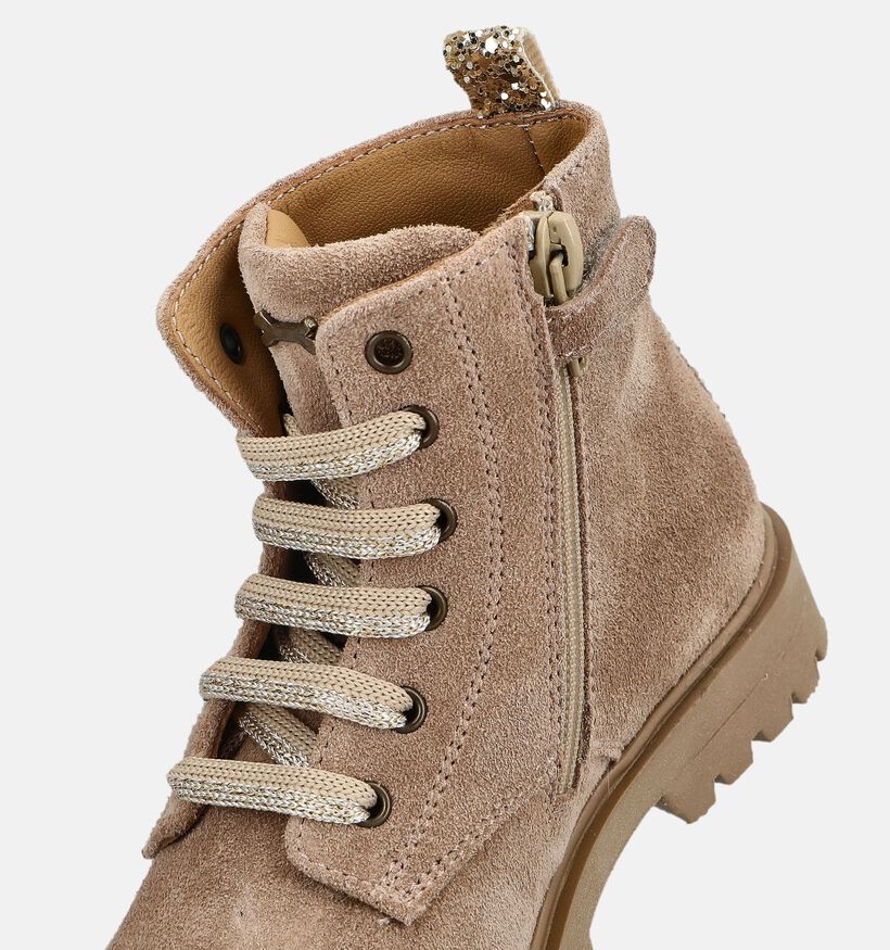 STONES and BONES Bench Boots &agrave; lacets en Beige fonc&eacute; pour filles (381412) - pour semelles orthop&eacute;diques