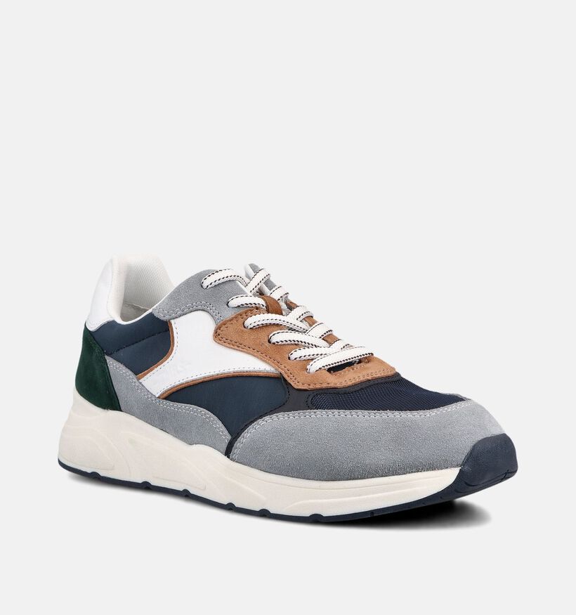 Tamaris Grijze/Donkerblauwe Veterschoenen voor heren (368815) - geschikt voor steunzolen