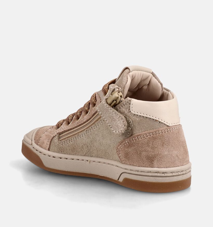 STONES and BONES Debby Donkerbeige Schoenen met Veter en Rits voor meisjes (381402) - geschikt voor steunzolen