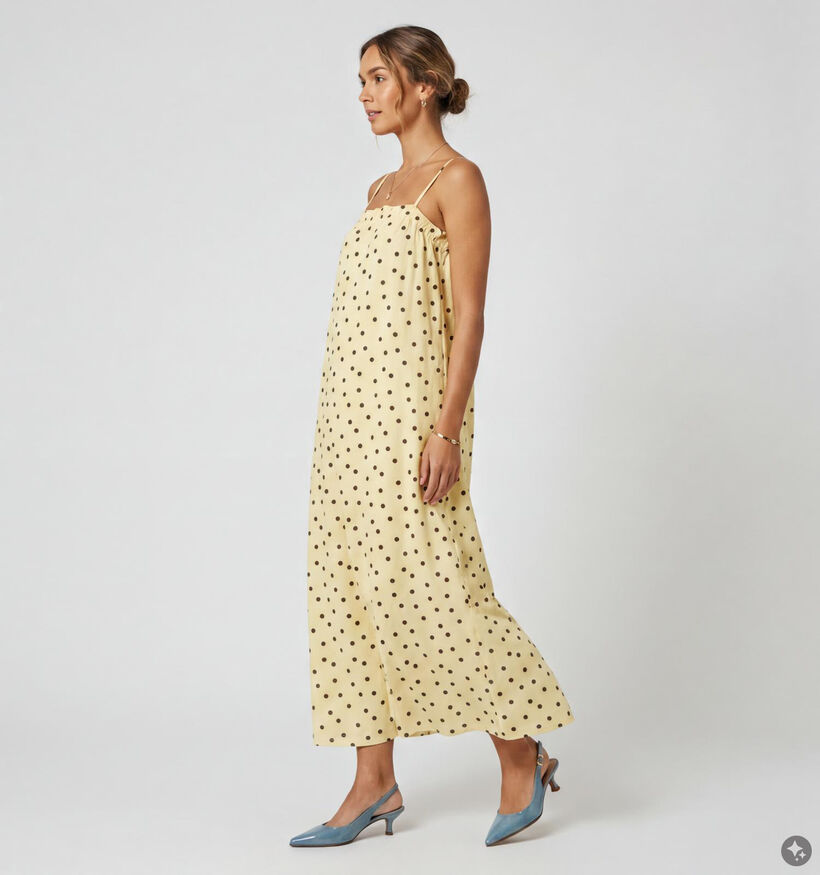 Pieces Parker Robe mi-longue &agrave; pois en Jaune pour femmes (374927)