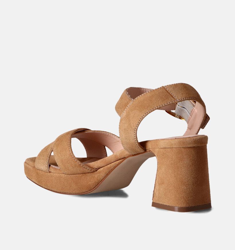 Laurent David Cognac Sandalen met blokhak voor dames (357776)