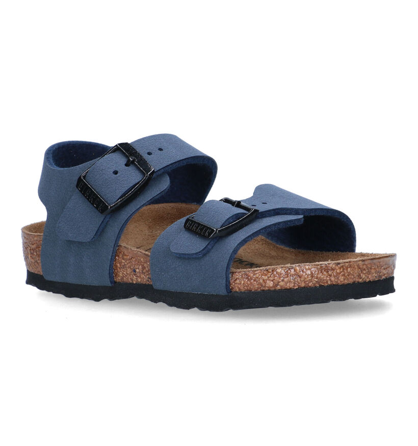 Birkenstock New York Sandales en Bleu en simili cuir (322480)