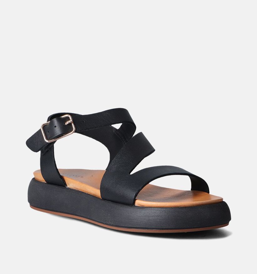 Inuovo Sandales plates en Noir pour femmes (356459)