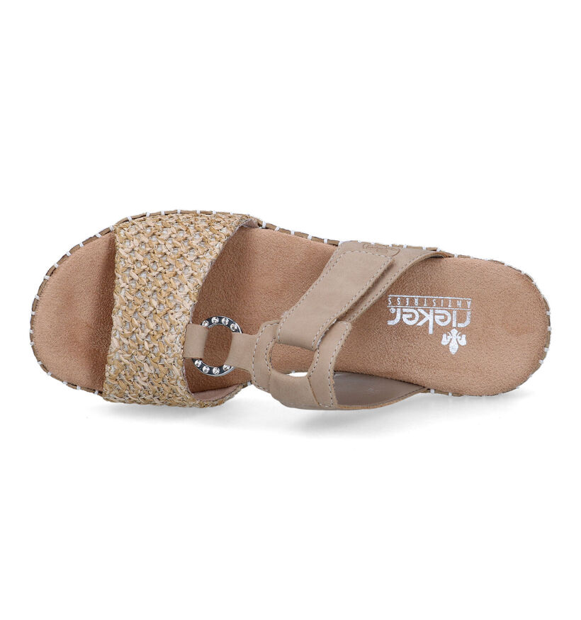 Rieker Blauwe Slippers met sleehak voor dames (339059)