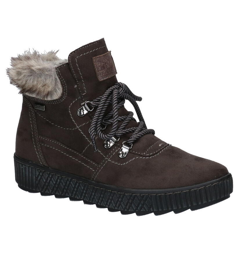 Jana Bottines en Brun foncé en textile (257425)