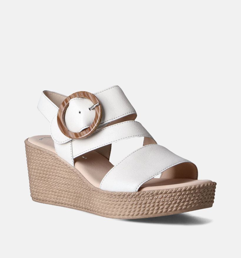 Gabor Best Fitting Sandales avec talon compensé en Écru pour femmes (355032)
