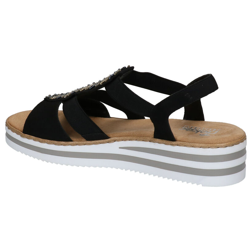 Rieker Zwarte Sandalen met Sleehak voor dames (323595)