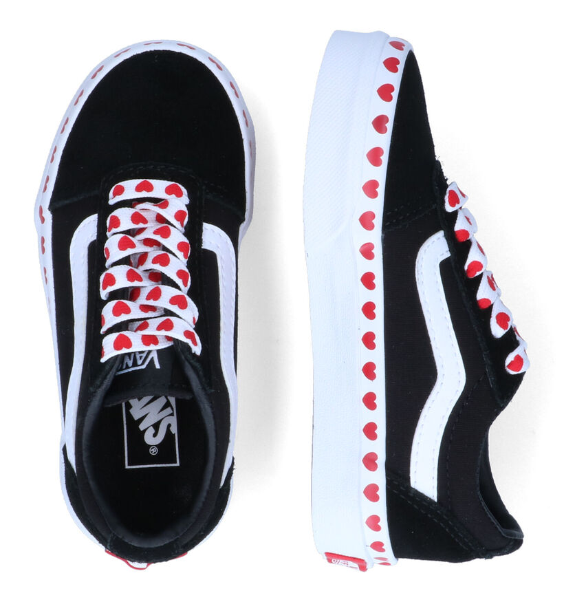 Vans Ward Heart Foxing Zwarte Sneakers voor meisjes (303053)