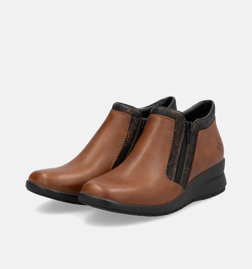 Rieker Bottillons avec talon compensé en Cognac pour femmes (344399) - pour semelles orthopédiques