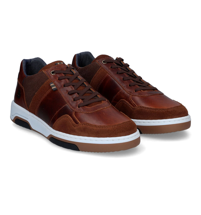 Bullboxer Chaussures à lacets en Cognac pour hommes (325102) - pour semelles orthopédiques